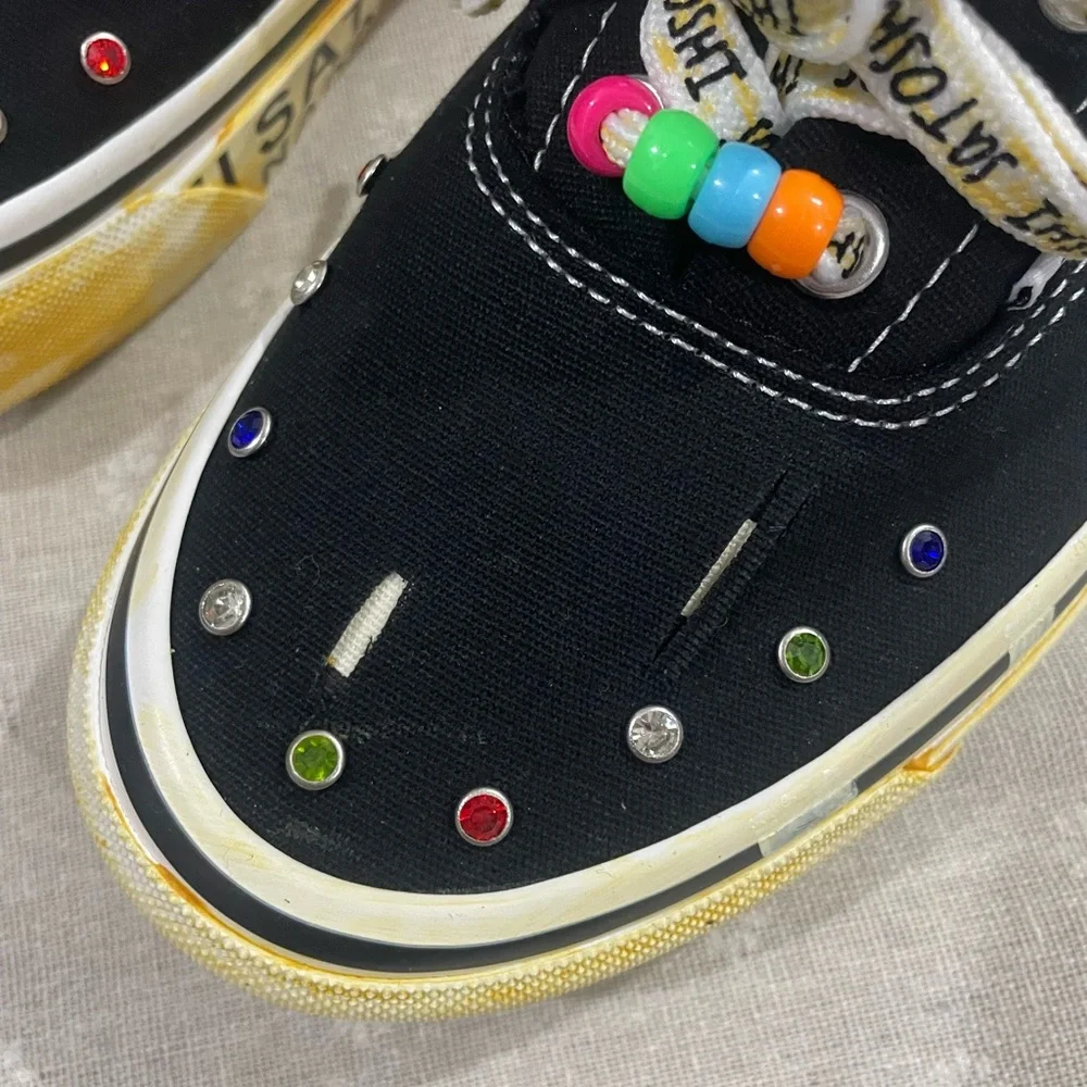 Vans Black Low-Top Sneakers with Multicolor Crystal Accents